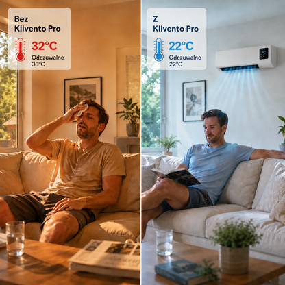 Klivento Pro – Przenośny klimatyzator i grzejnik bez montażu | 2 w 1 | Do 51 m²