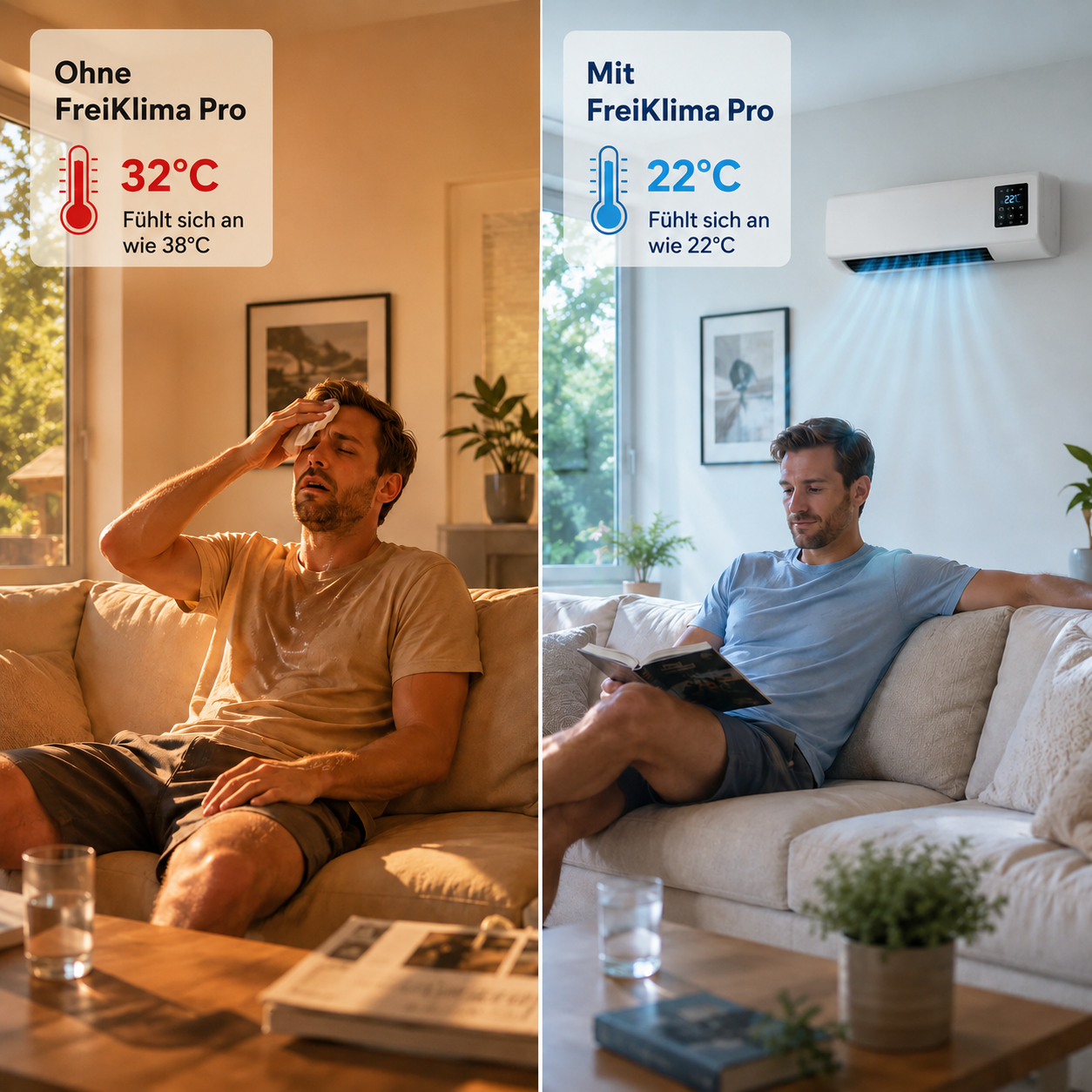 Klivento Pro – Przenośny klimatyzator i grzejnik bez montażu | 2 w 1 | Do 51 m²
