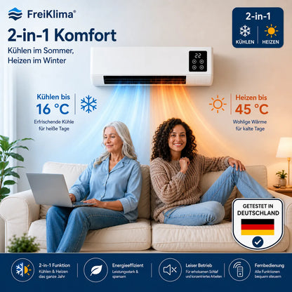 Klivento Pro – Przenośny klimatyzator i grzejnik bez montażu | 2 w 1 | Do 51 m²